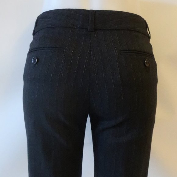 WOMENS THEORY CHARCOAL BLACK PINSTRIPE FLAT FRONT WOOL BLEND PANTS 2 * COLOR: CH - Picture 6 of 9